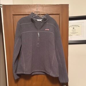 Vineyard Vines Gray Zip Up Sweater with Standing Collar